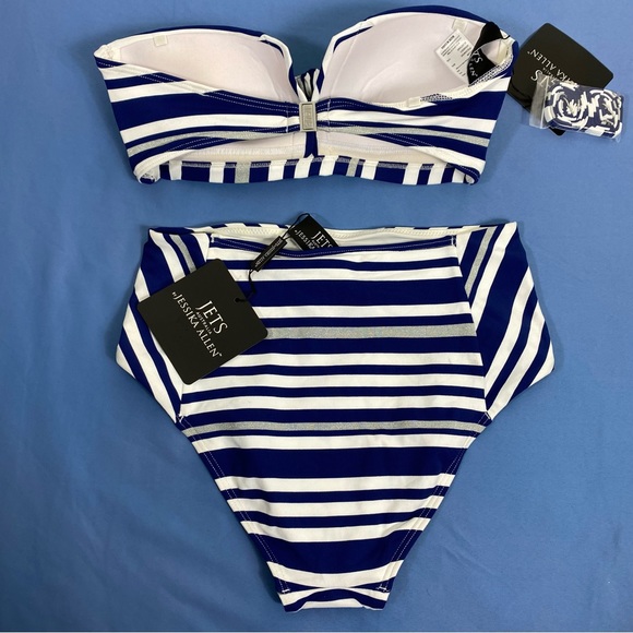 🌸5For$20🌸 Jets Australia Swimwear Jessika Allen Retro Striped 3 Piece Bikini Set - Picture 4 of 8